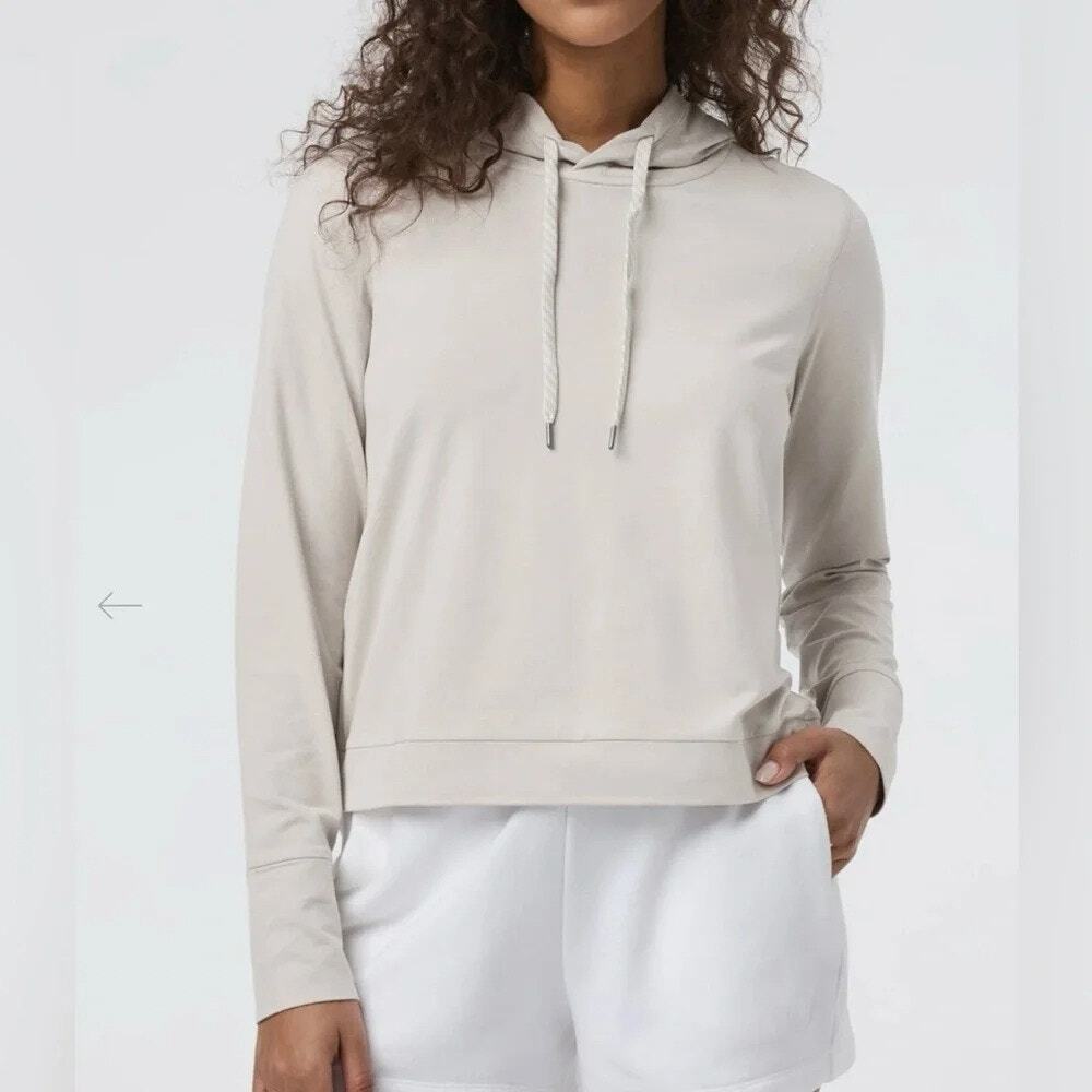 Vuori Halo Essential Hoodie Women's XL Ecru Heather DreamKnit Cropped VW226